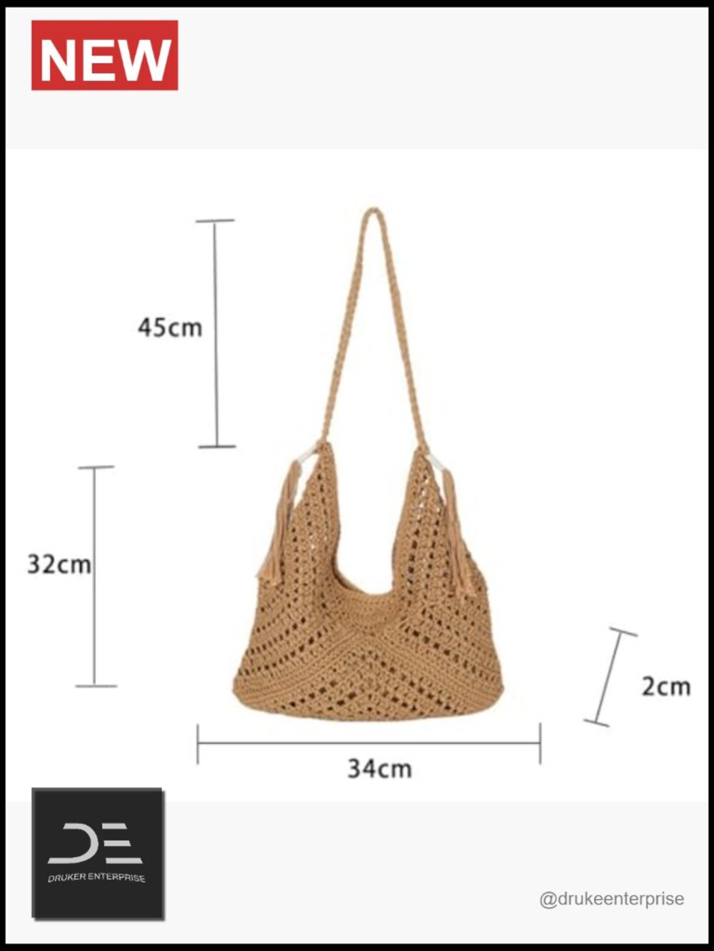 Large Woven Straw Tote Beach Bag Shoulder Handbag Hobo Purse - Picture 7 of 7